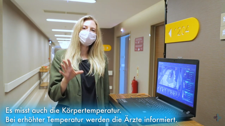 An increased body temperature is immediately filtered out by the security system and relayed on to the doctors
